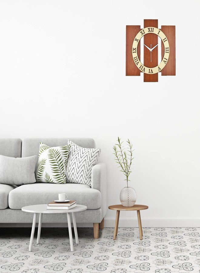 Nozvera Decorative Silent Non-Ticking Wooden Wall Clock for Home Stylish Latest 15 Inch Designer Wall Clock for Home Living Room Bedroom Office Hall - Image 2